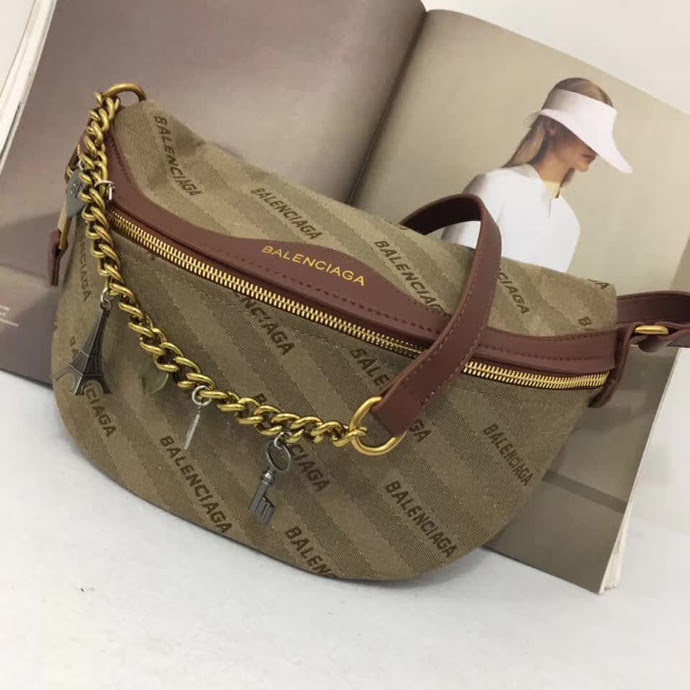 BALENCIAG巴黎世家 火爆 帆布拼牛皮 可做胸包 斜挎 單肩包  BL1598